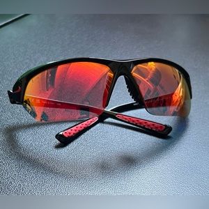 NIKE SKYLON ACE Mirrored Wrap Men's Black / Red Sunglasses